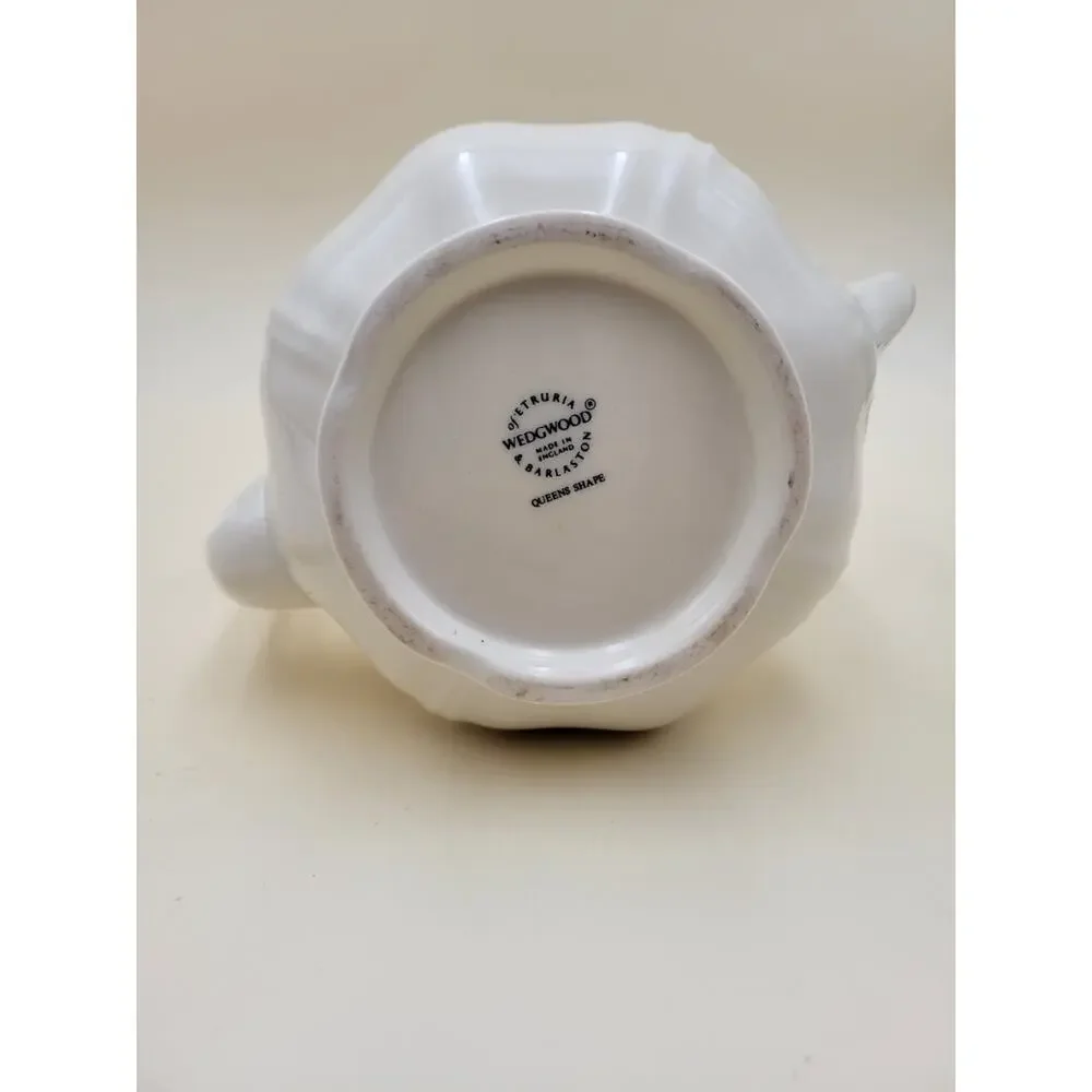 Wedgwood Queen's Shape White Ceramic Teapot with Lid Made in England VTG